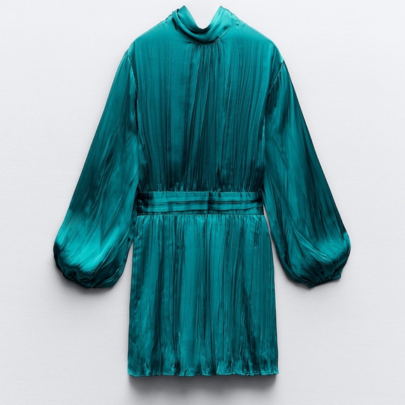 ZARA WRINKLED SATIN EFFECT MINI DRESS.NWT SIZE XS - Picture 4 of 6